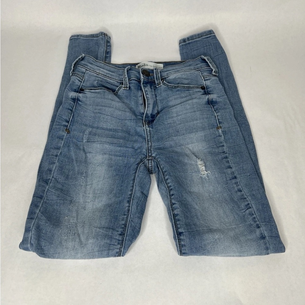 Mudd FLX Stretch High Rise Jegging Denim Jeans Women's Size 0‎ Light Blue Wash
